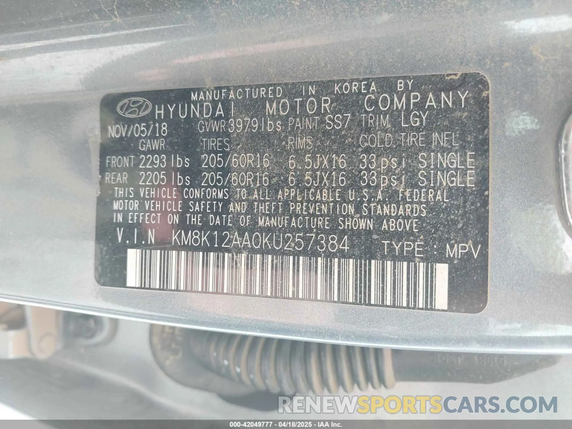 9 Photograph of a damaged car KM8K12AA0KU257384 HYUNDAI KONA 2019