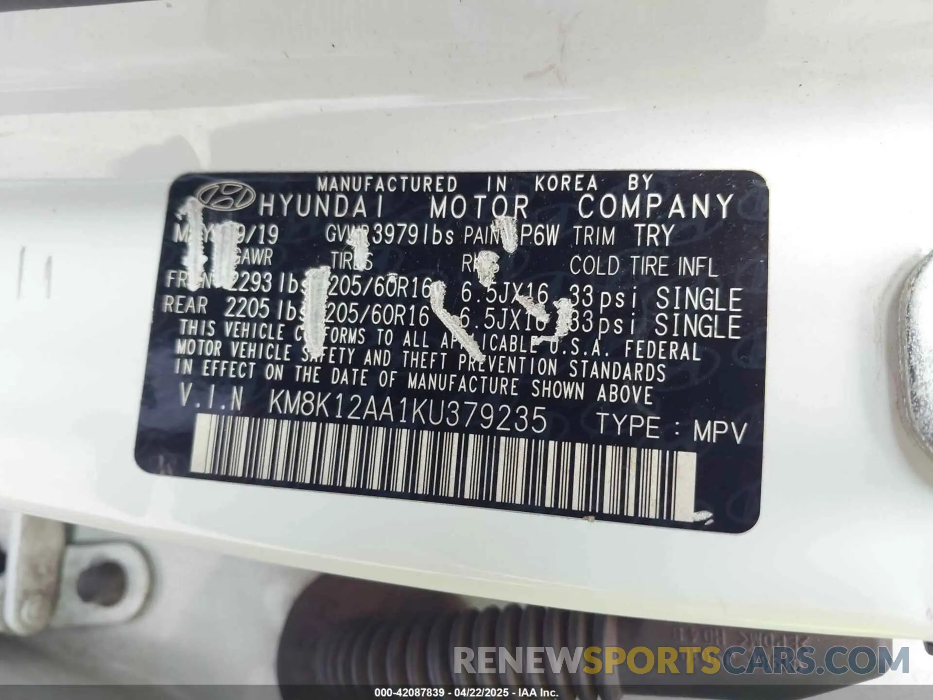 9 Photograph of a damaged car KM8K12AA1KU379235 HYUNDAI KONA 2019