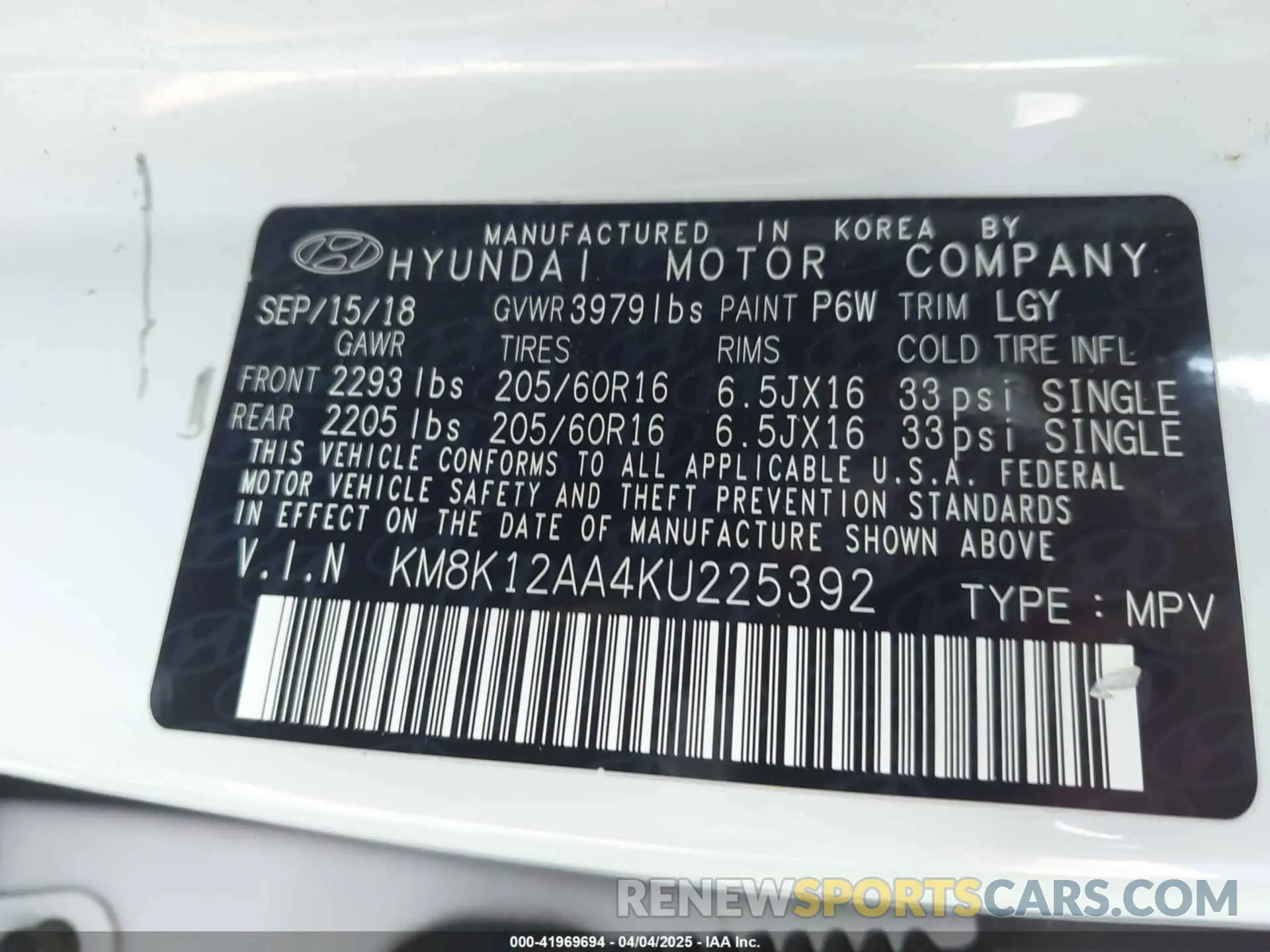 9 Photograph of a damaged car KM8K12AA4KU225392 HYUNDAI KONA 2019