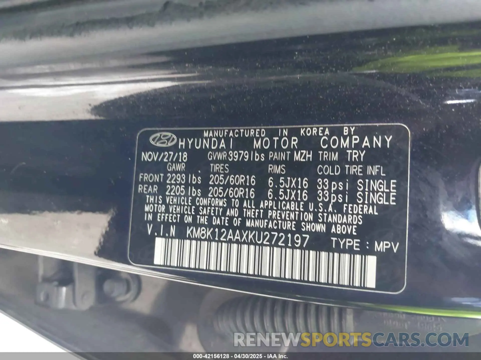 9 Photograph of a damaged car KM8K12AAXKU272197 HYUNDAI KONA 2019