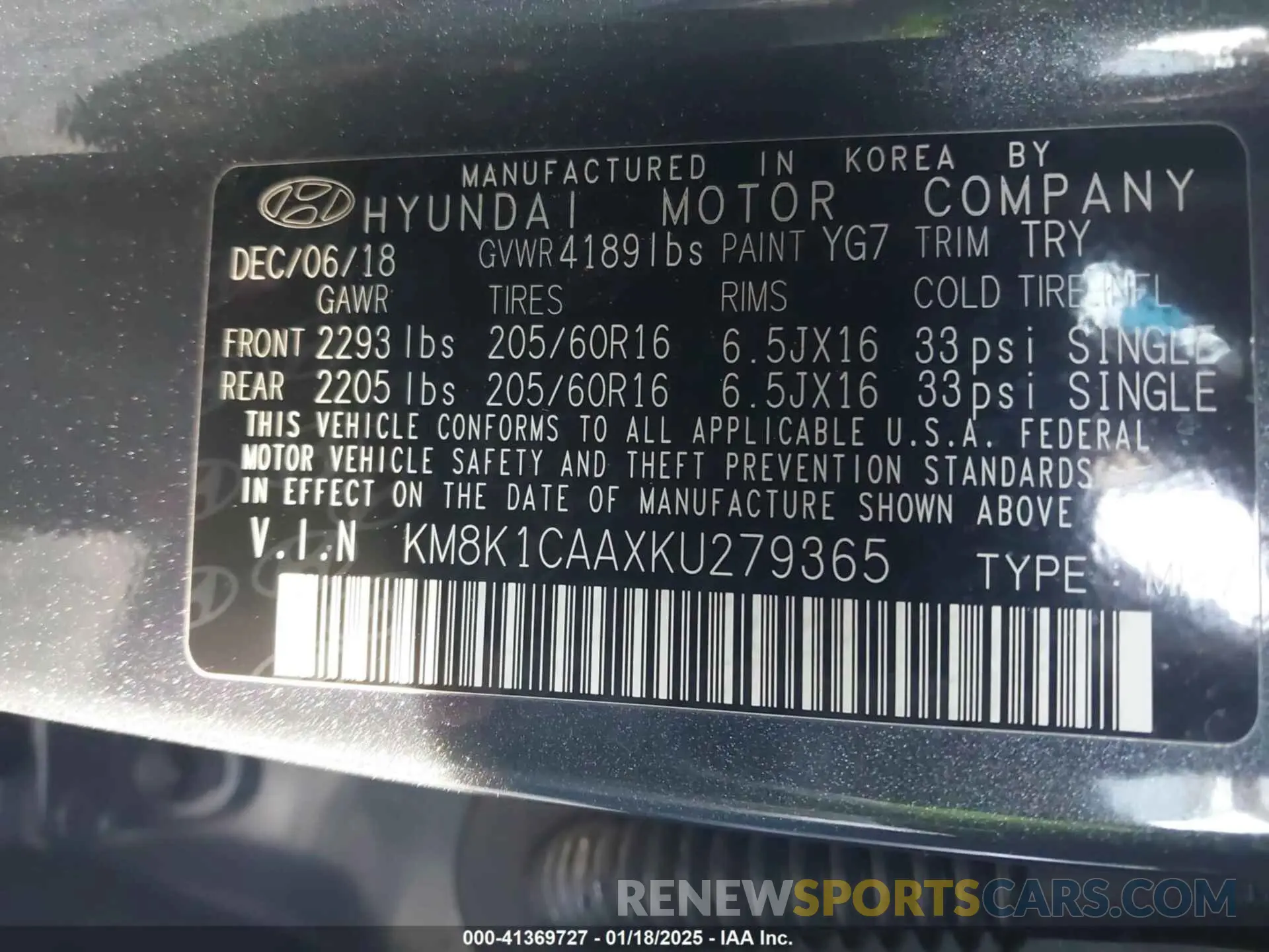 9 Photograph of a damaged car KM8K1CAAXKU279365 HYUNDAI KONA 2019