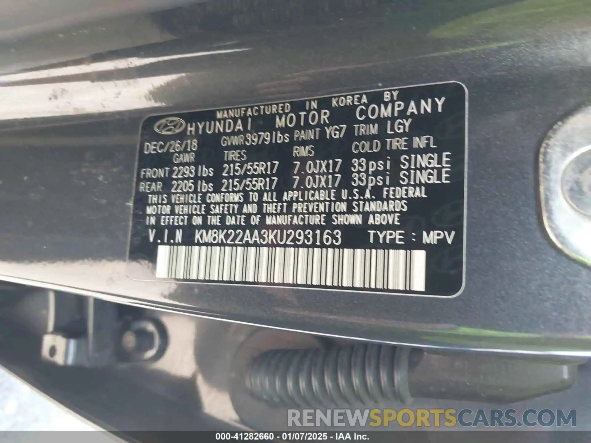 9 Photograph of a damaged car KM8K22AA3KU293163 HYUNDAI KONA 2019