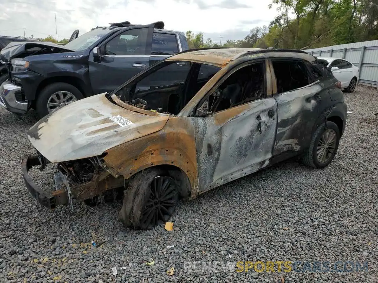 1 Photograph of a damaged car KM8K22AA7KU322888 HYUNDAI KONA 2019