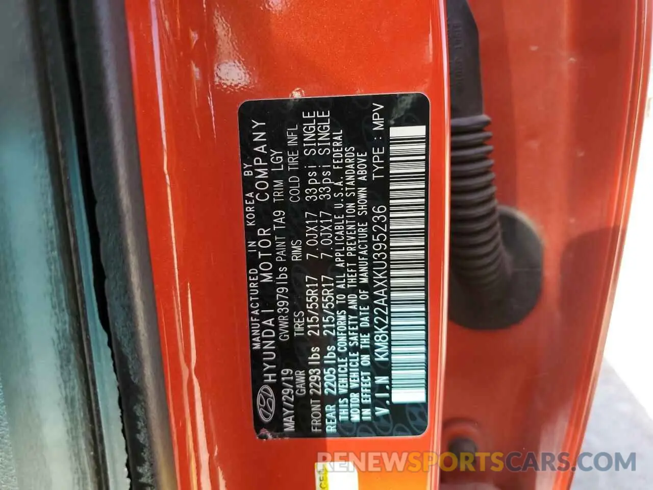 16 Photograph of a damaged car KM8K22AAXKU395236 HYUNDAI KONA 2019
