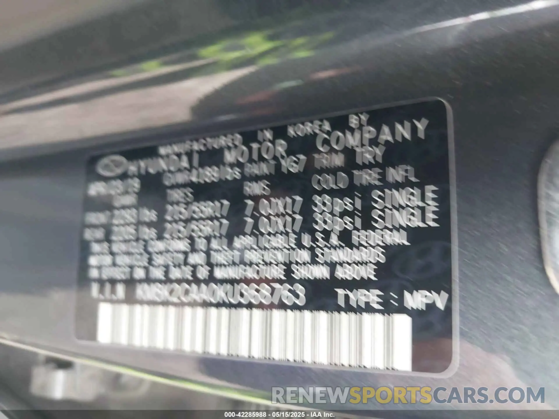 9 Photograph of a damaged car KM8K2CAA0KU368763 HYUNDAI KONA 2019