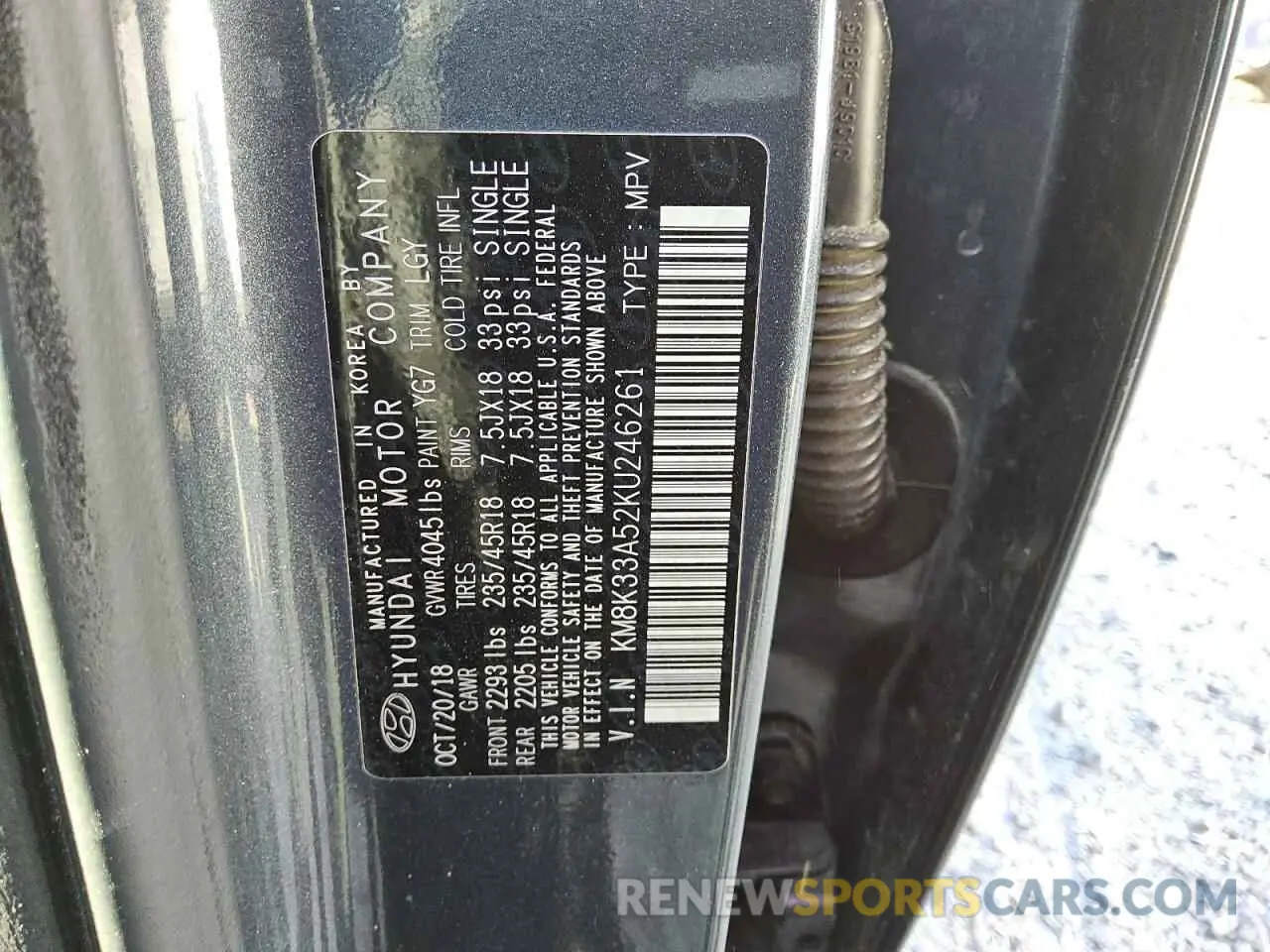 13 Photograph of a damaged car KM8K33A52KU246261 HYUNDAI KONA 2019