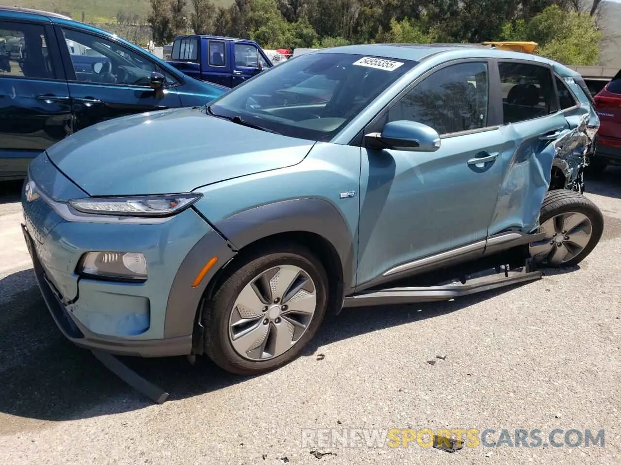 1 Photograph of a damaged car KM8K33AG2KU023414 HYUNDAI KONA 2019