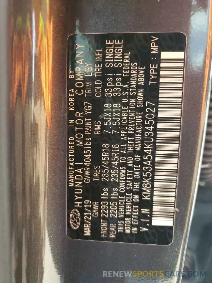 14 Photograph of a damaged car KM8K53A54KU345027 HYUNDAI KONA 2019