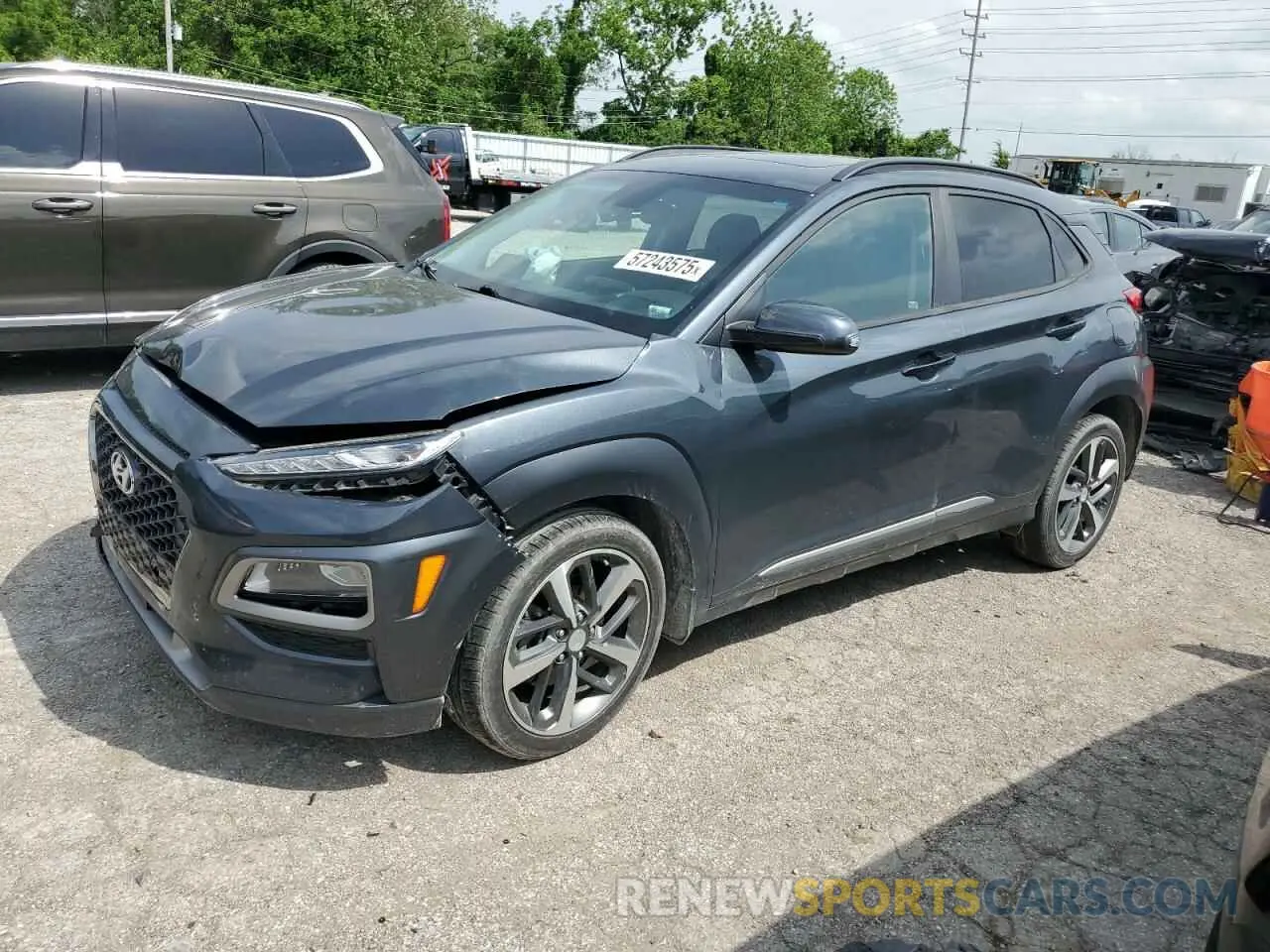 1 Photograph of a damaged car KM8K5CA50KU236371 HYUNDAI KONA 2019