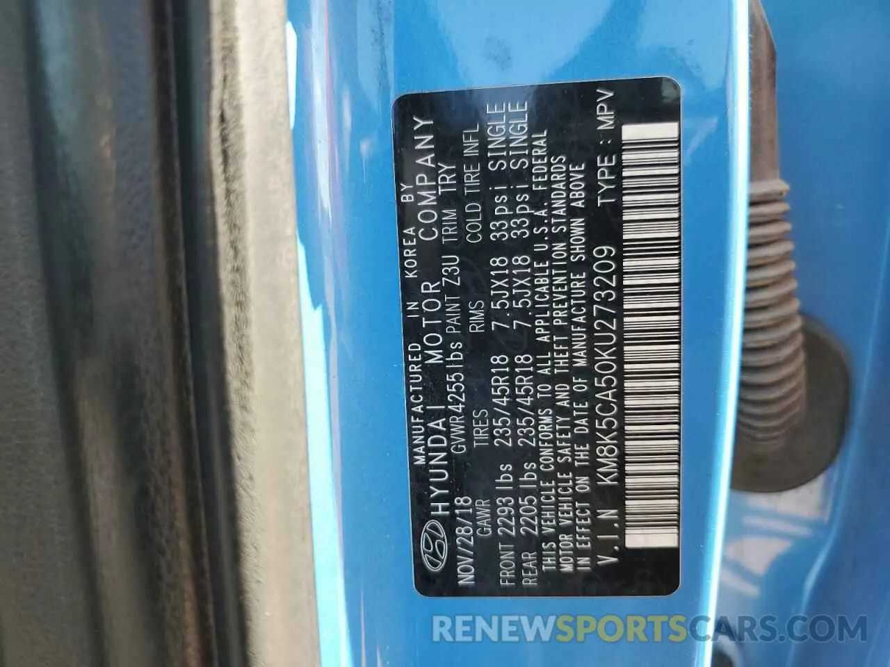 14 Photograph of a damaged car KM8K5CA50KU273209 HYUNDAI KONA 2019