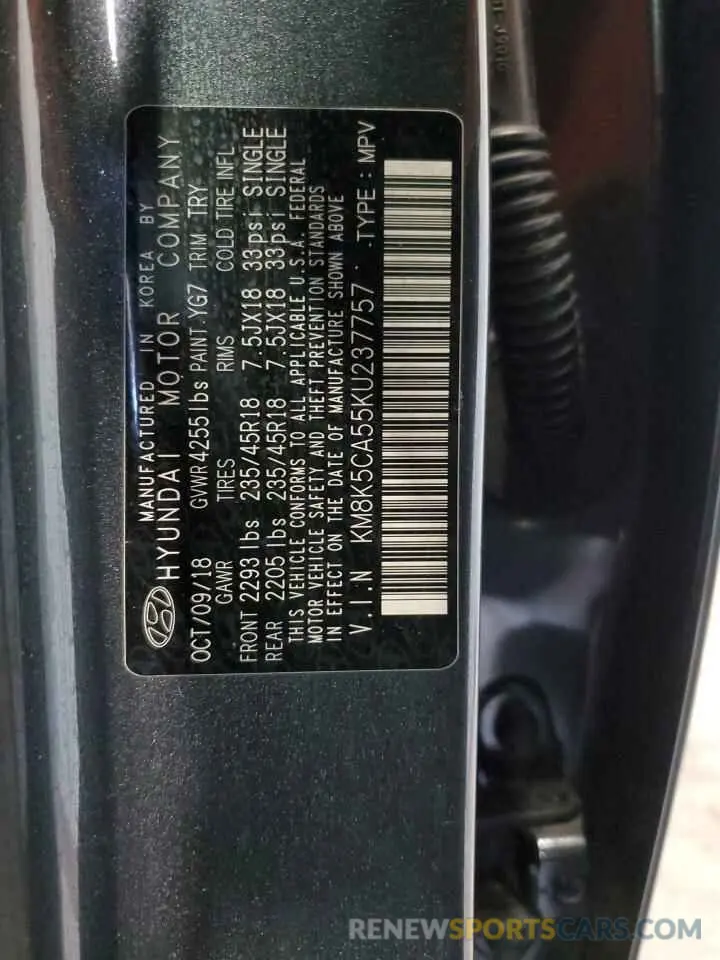 13 Photograph of a damaged car KM8K5CA55KU237757 HYUNDAI KONA 2019