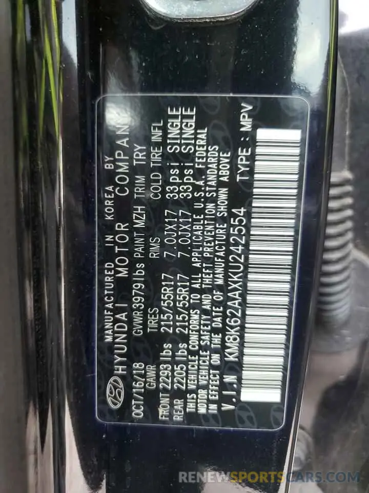 14 Photograph of a damaged car KM8K62AAXKU242554 HYUNDAI KONA 2019