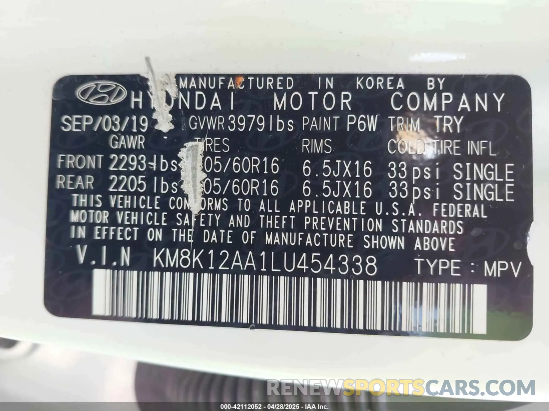 9 Photograph of a damaged car KM8K12AA1LU454338 HYUNDAI KONA 2020