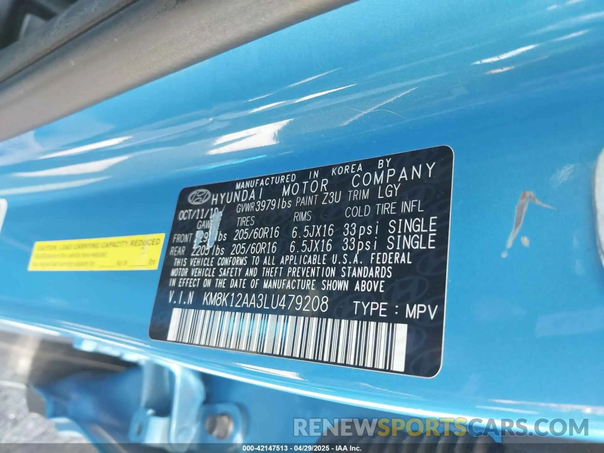 9 Photograph of a damaged car KM8K12AA3LU479208 HYUNDAI KONA 2020