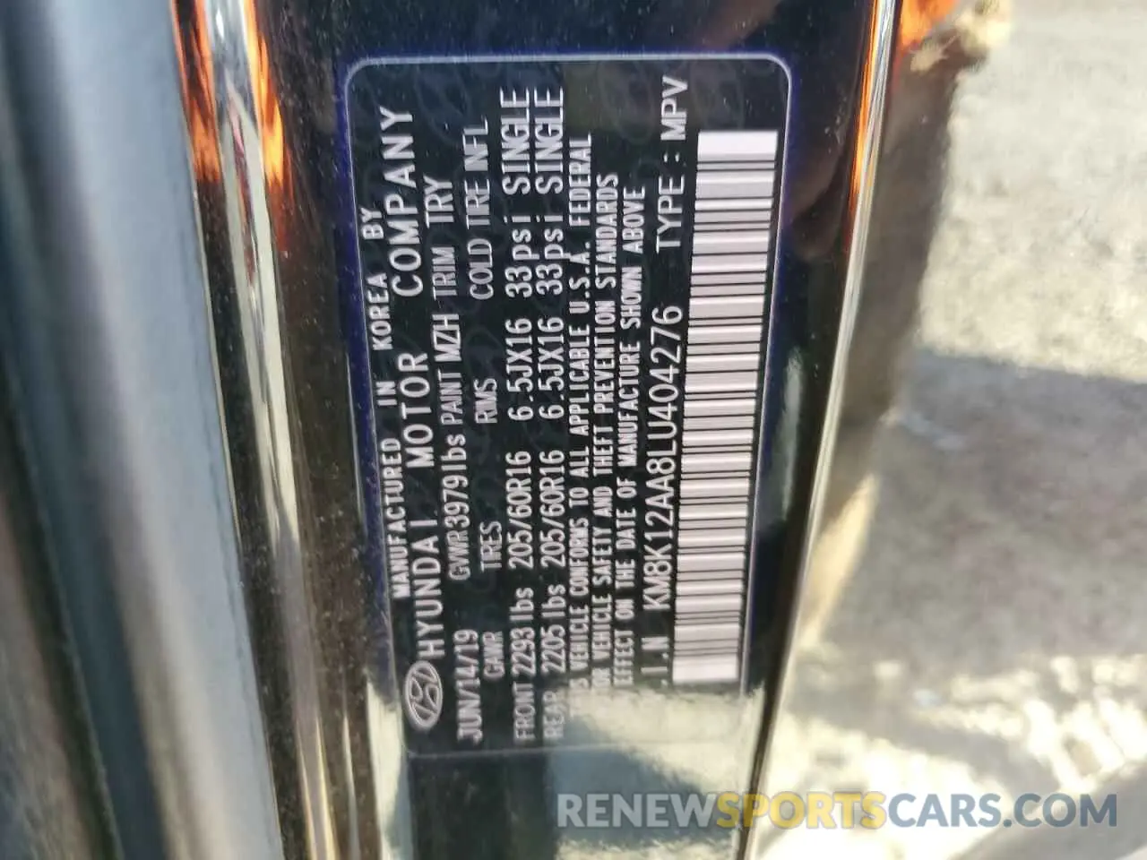 14 Photograph of a damaged car KM8K12AA8LU404276 HYUNDAI KONA 2020