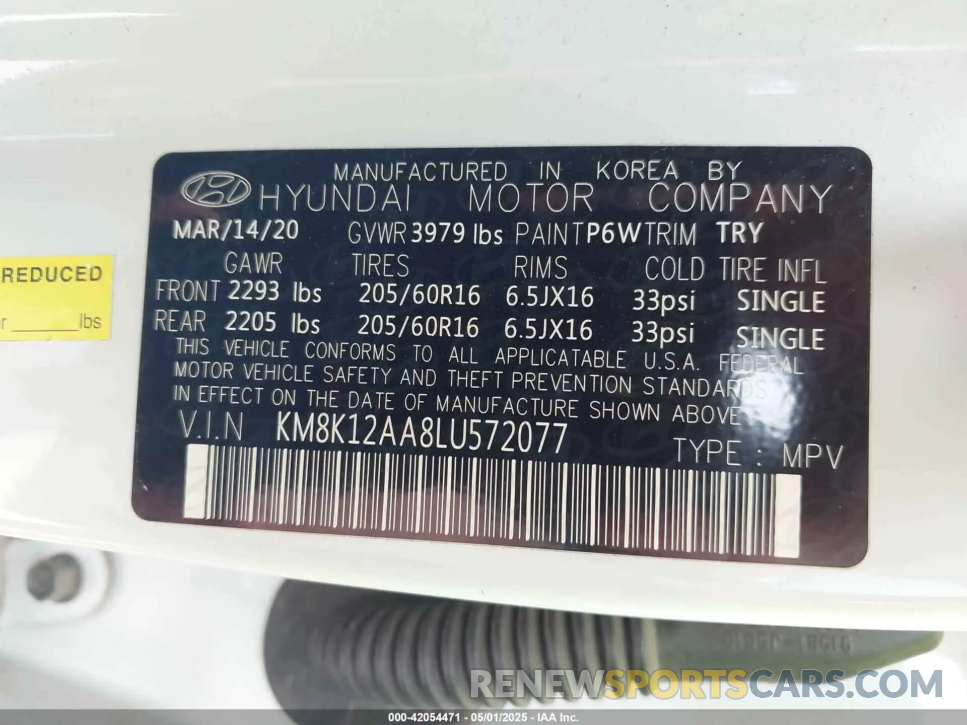 9 Photograph of a damaged car KM8K12AA8LU572077 HYUNDAI KONA 2020