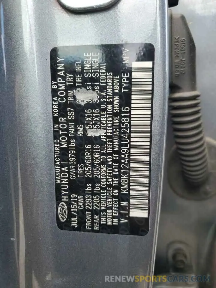 13 Photograph of a damaged car KM8K12AA9LU425816 HYUNDAI KONA 2020