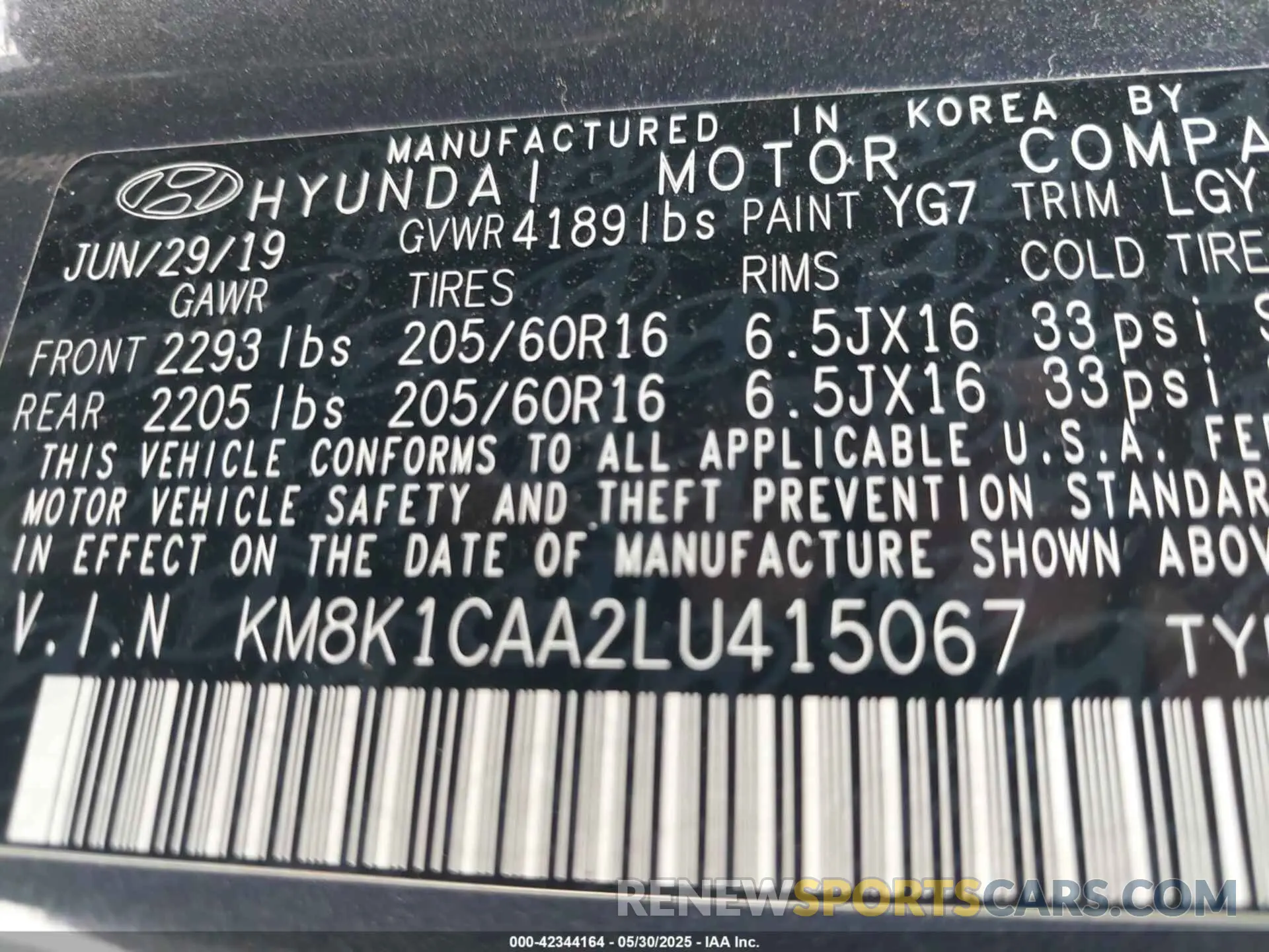 9 Photograph of a damaged car KM8K1CAA2LU415067 HYUNDAI KONA 2020