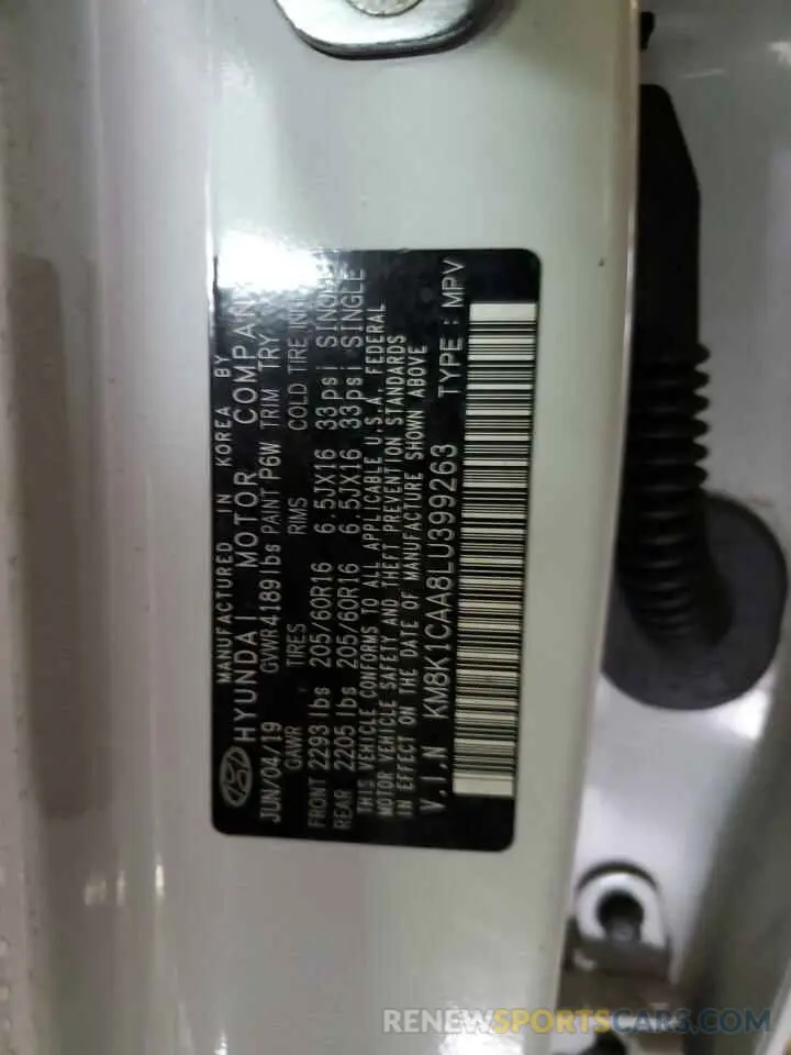 14 Photograph of a damaged car KM8K1CAA8LU399263 HYUNDAI KONA 2020
