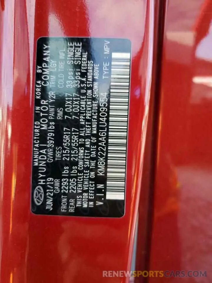 14 Photograph of a damaged car KM8K22AA6LU409554 HYUNDAI KONA 2020
