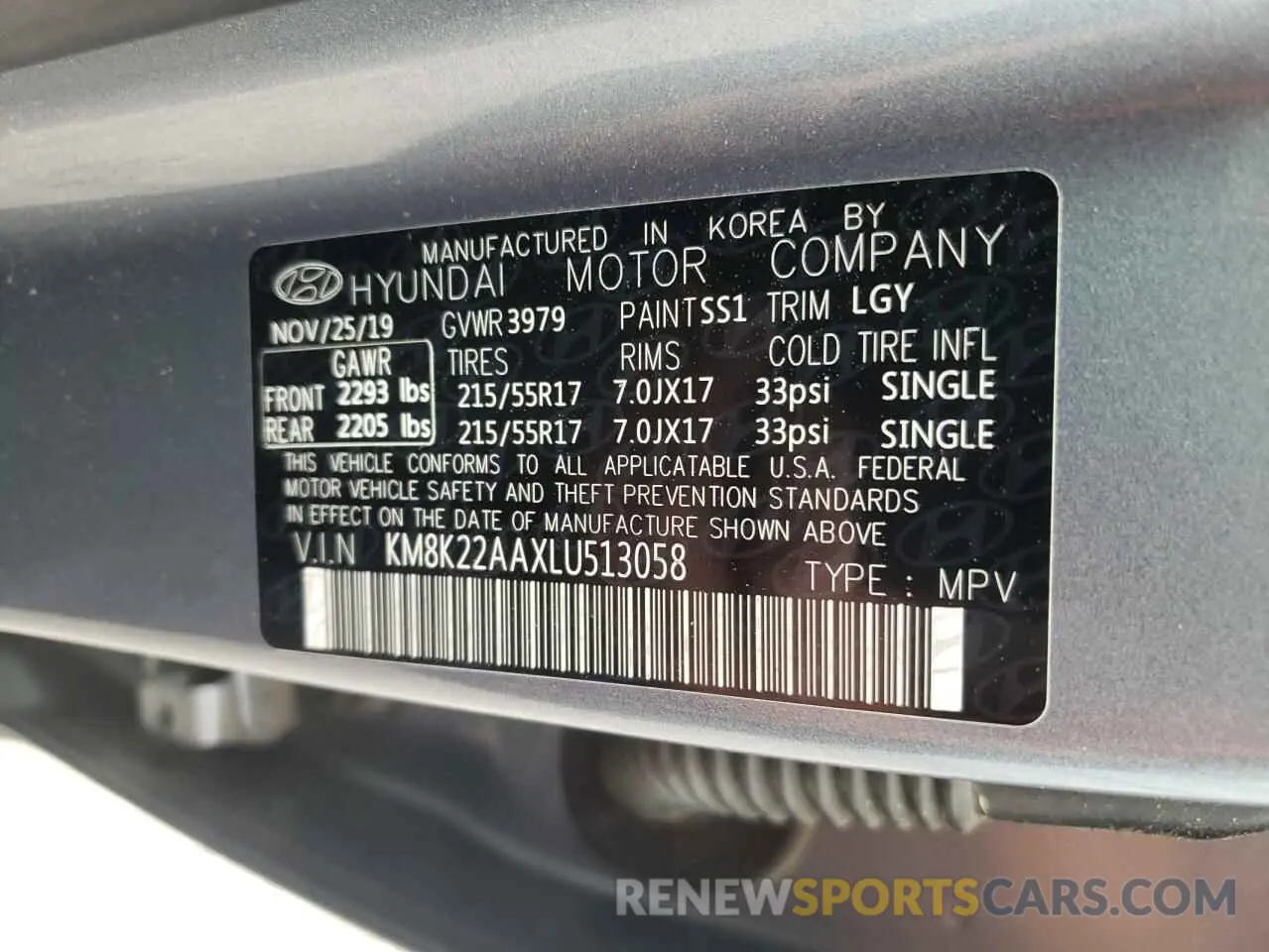 12 Photograph of a damaged car KM8K22AAXLU513058 HYUNDAI KONA 2020