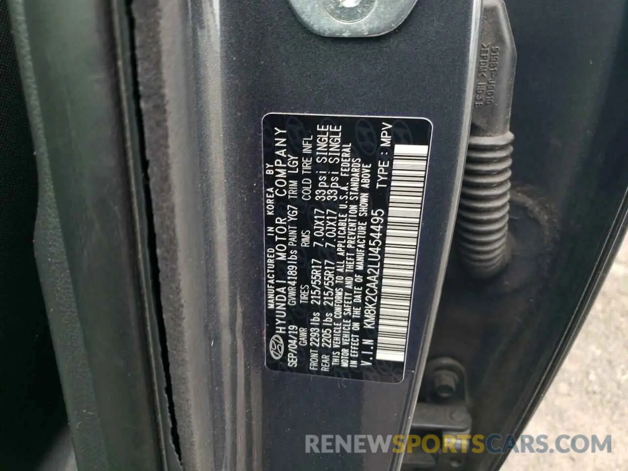 13 Photograph of a damaged car KM8K2CAA2LU454495 HYUNDAI KONA 2020