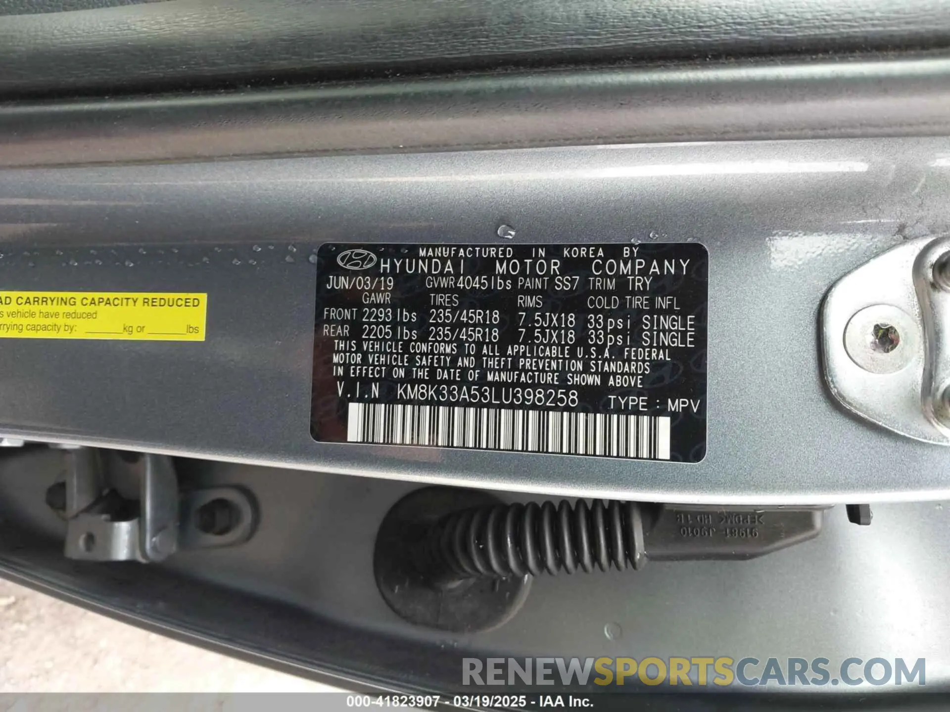 9 Photograph of a damaged car KM8K33A53LU398258 HYUNDAI KONA 2020