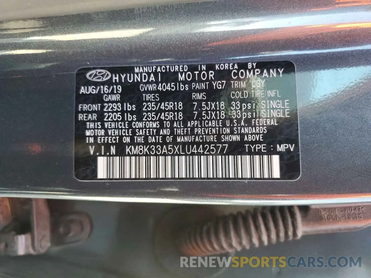 15 Photograph of a damaged car KM8K33A5XLU442577 HYUNDAI KONA 2020