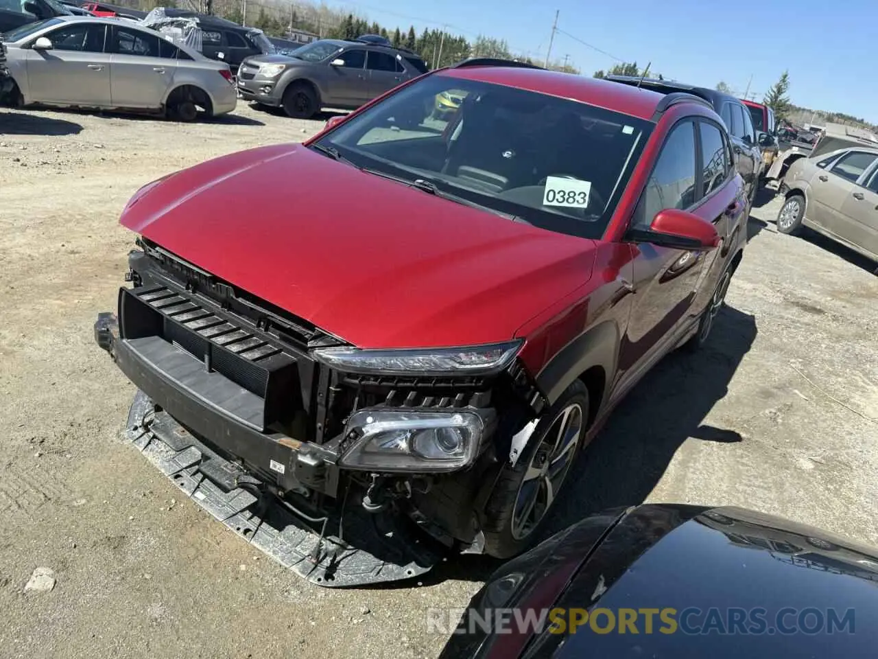 1 Photograph of a damaged car KM8K3CA52LU428169 HYUNDAI KONA 2020