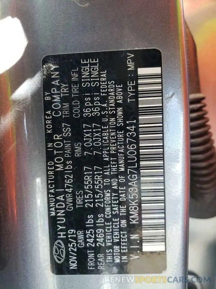 13 Photograph of a damaged car KM8K53AG7LU067341 HYUNDAI KONA 2020