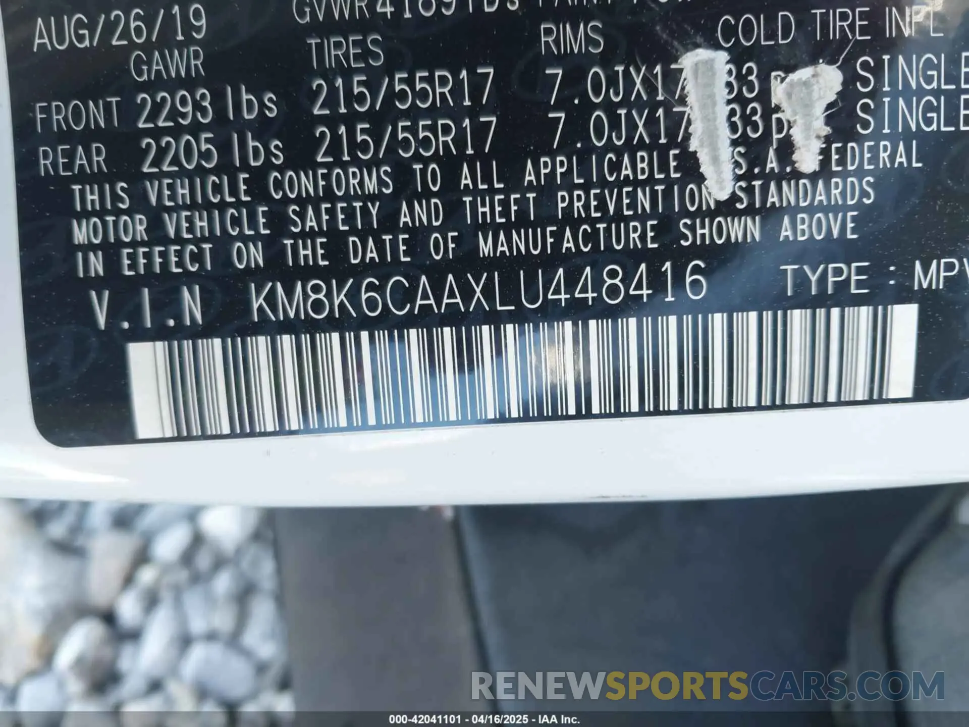 9 Photograph of a damaged car KM8K6CAAXLU448416 HYUNDAI KONA 2020