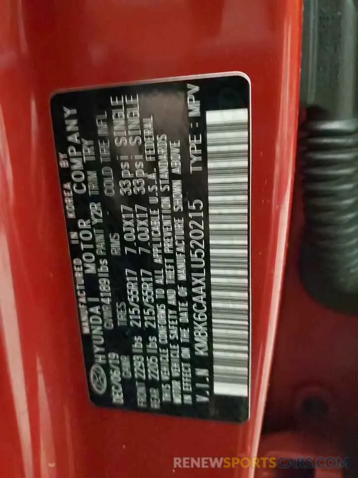 13 Photograph of a damaged car KM8K6CAAXLU520215 HYUNDAI KONA 2020