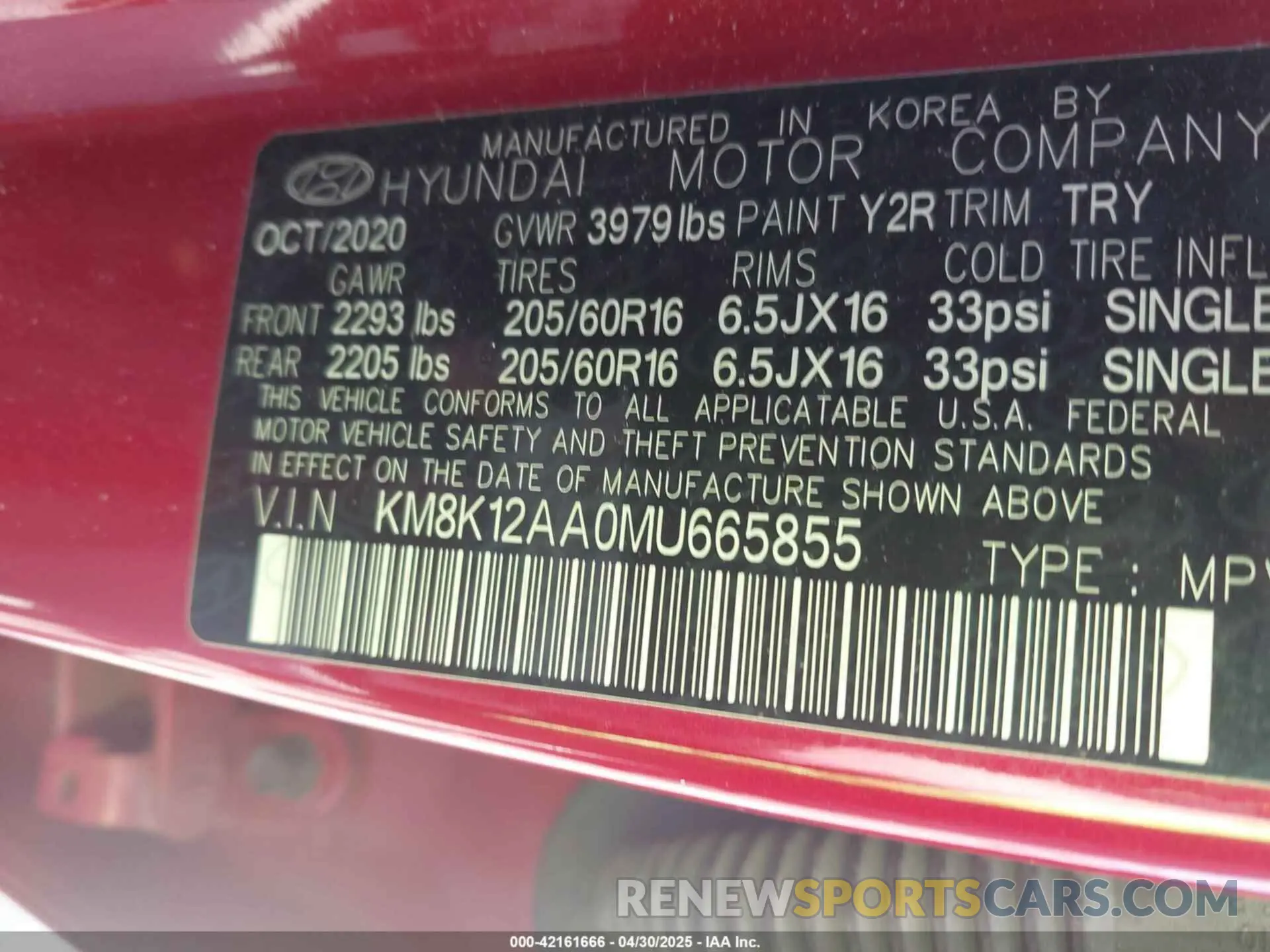 9 Photograph of a damaged car KM8K12AA0MU665855 HYUNDAI KONA 2021