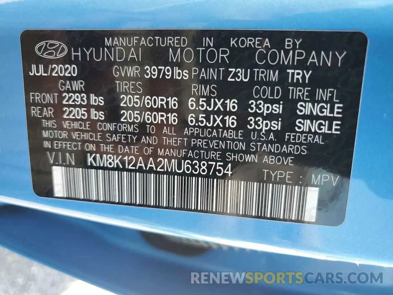 12 Photograph of a damaged car KM8K12AA2MU638754 HYUNDAI KONA 2021