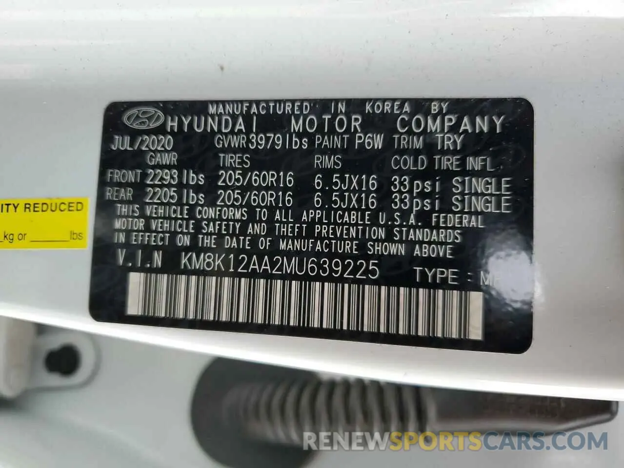 12 Photograph of a damaged car KM8K12AA2MU639225 HYUNDAI KONA 2021