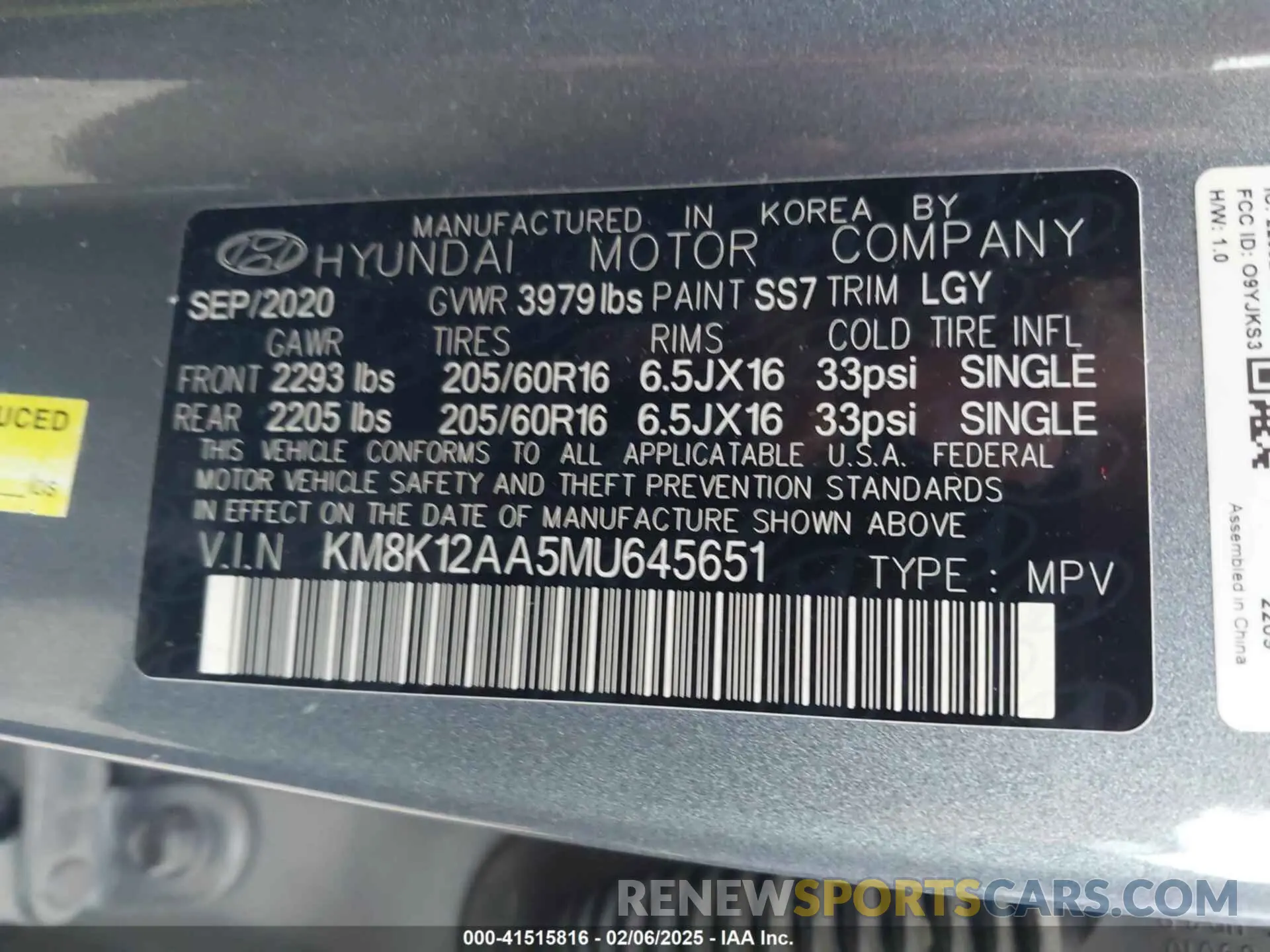 9 Photograph of a damaged car KM8K12AA5MU645651 HYUNDAI KONA 2021