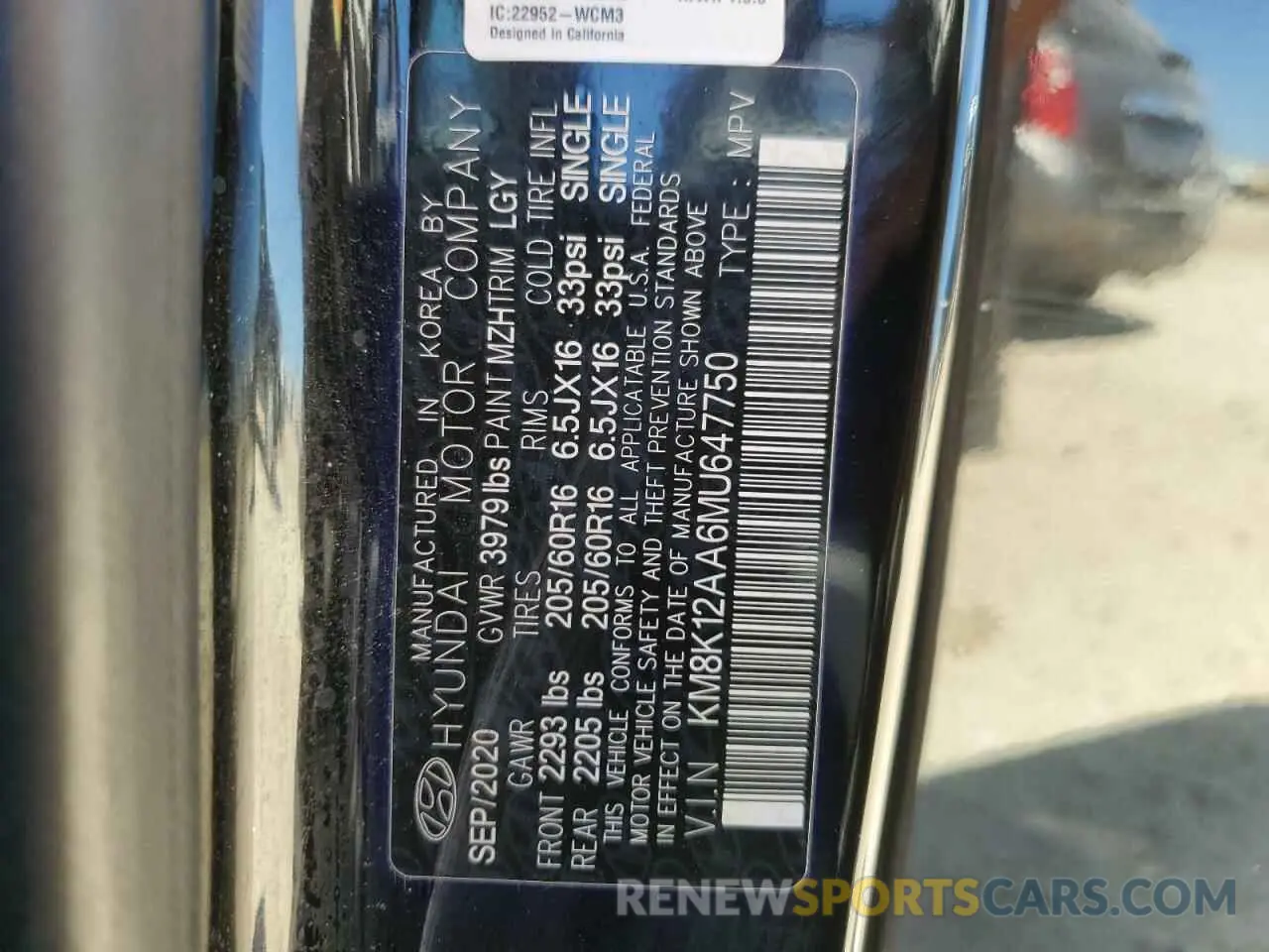 12 Photograph of a damaged car KM8K12AA6MU647750 HYUNDAI KONA 2021