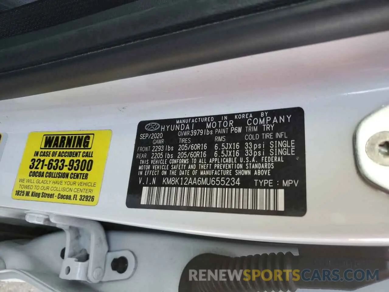15 Photograph of a damaged car KM8K12AA6MU655234 HYUNDAI KONA 2021