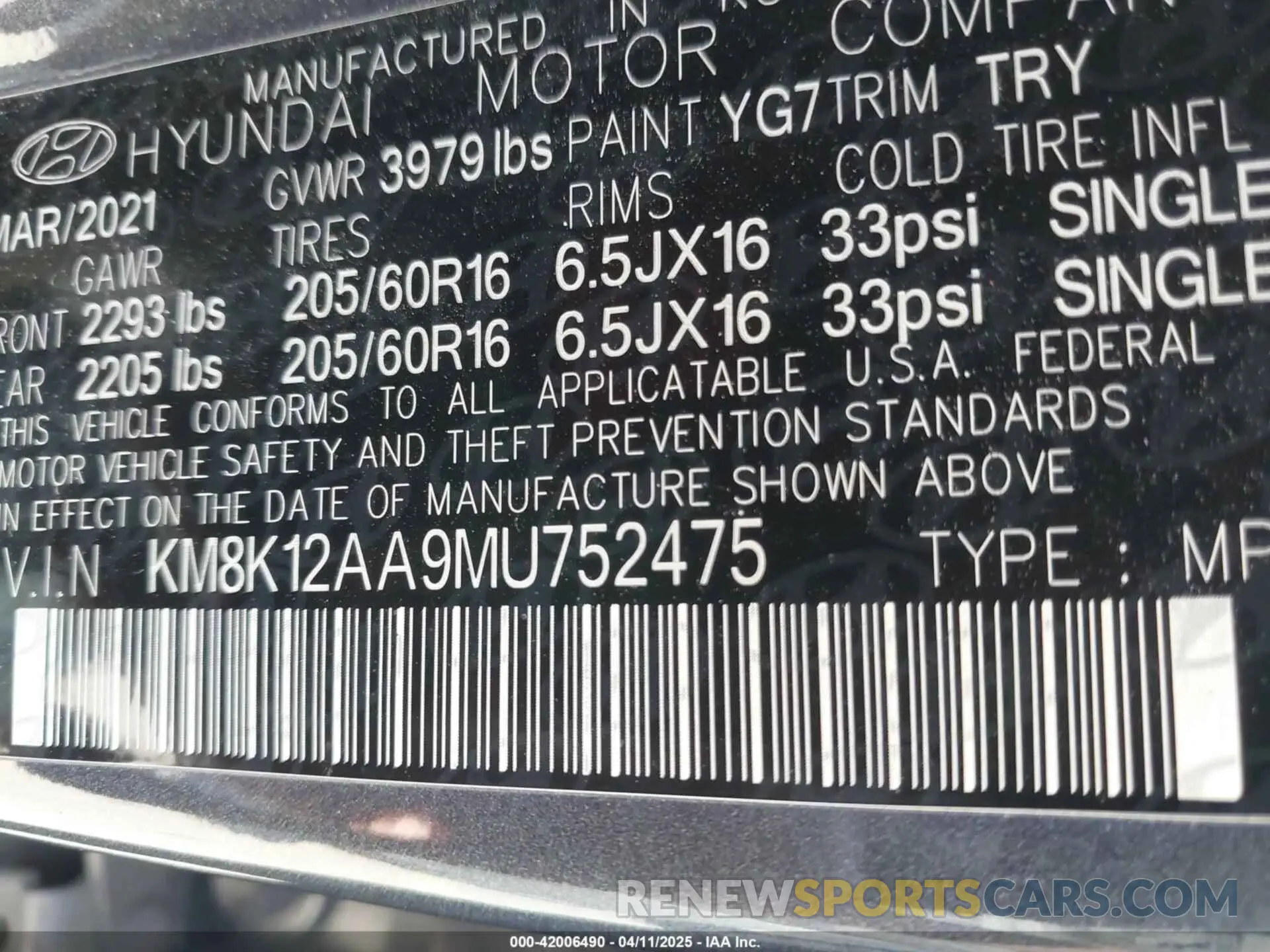 9 Photograph of a damaged car KM8K12AA9MU752475 HYUNDAI KONA 2021