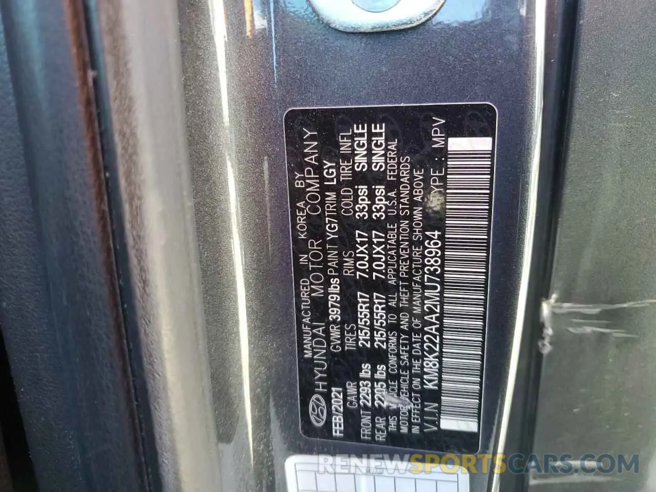 14 Photograph of a damaged car KM8K22AA2MU738964 HYUNDAI KONA 2021