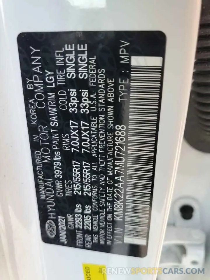 14 Photograph of a damaged car KM8K22AA7MU721688 HYUNDAI KONA 2021