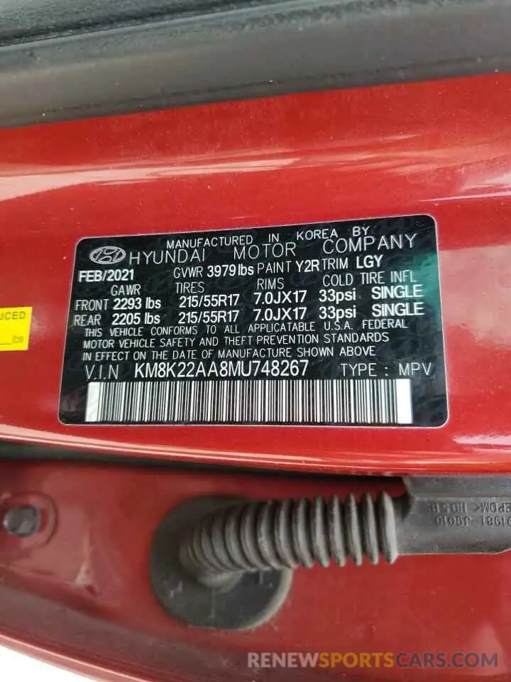 14 Photograph of a damaged car KM8K22AA8MU748267 HYUNDAI KONA 2021
