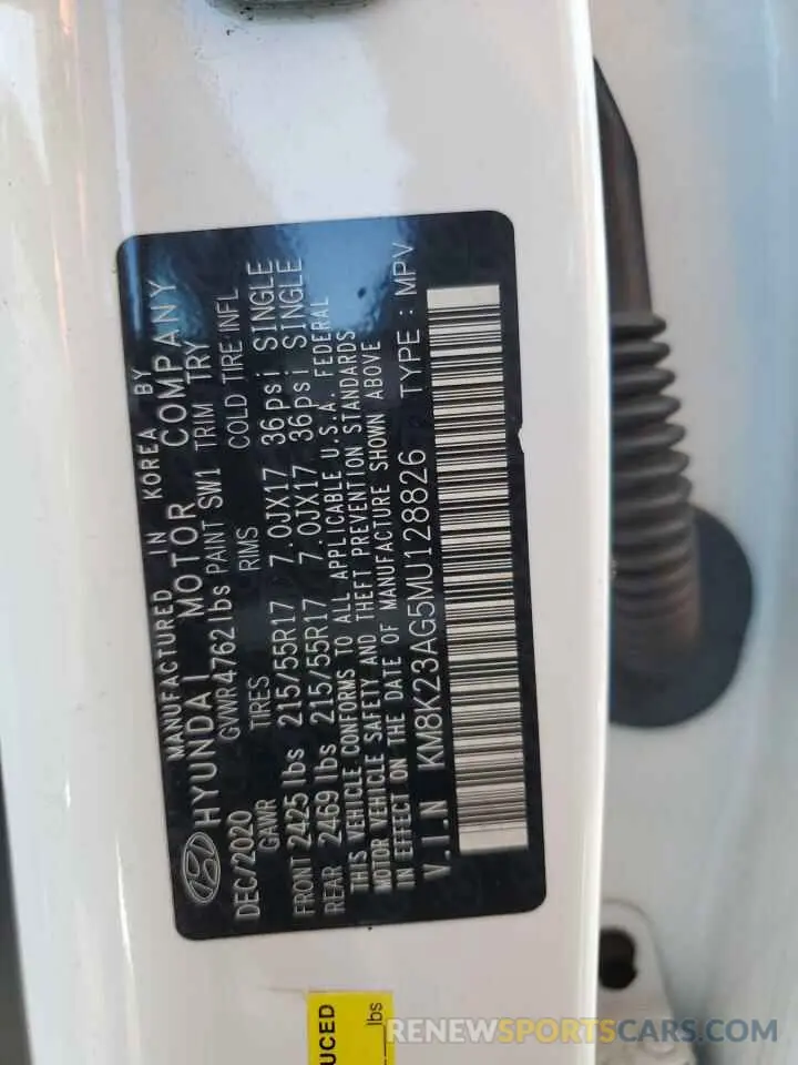 12 Photograph of a damaged car KM8K23AG5MU128826 HYUNDAI KONA 2021
