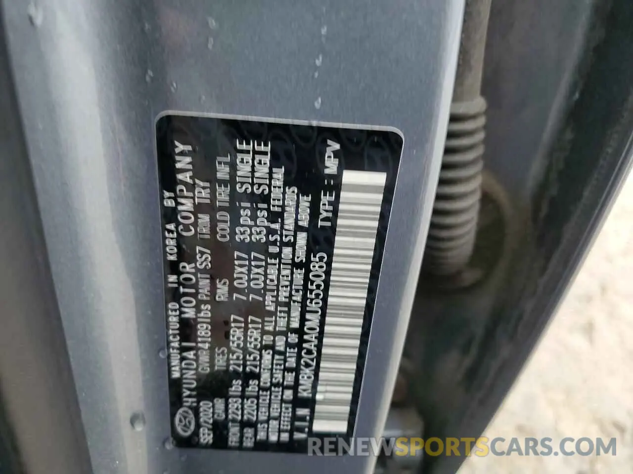 12 Photograph of a damaged car KM8K2CAA0MU655085 HYUNDAI KONA 2021