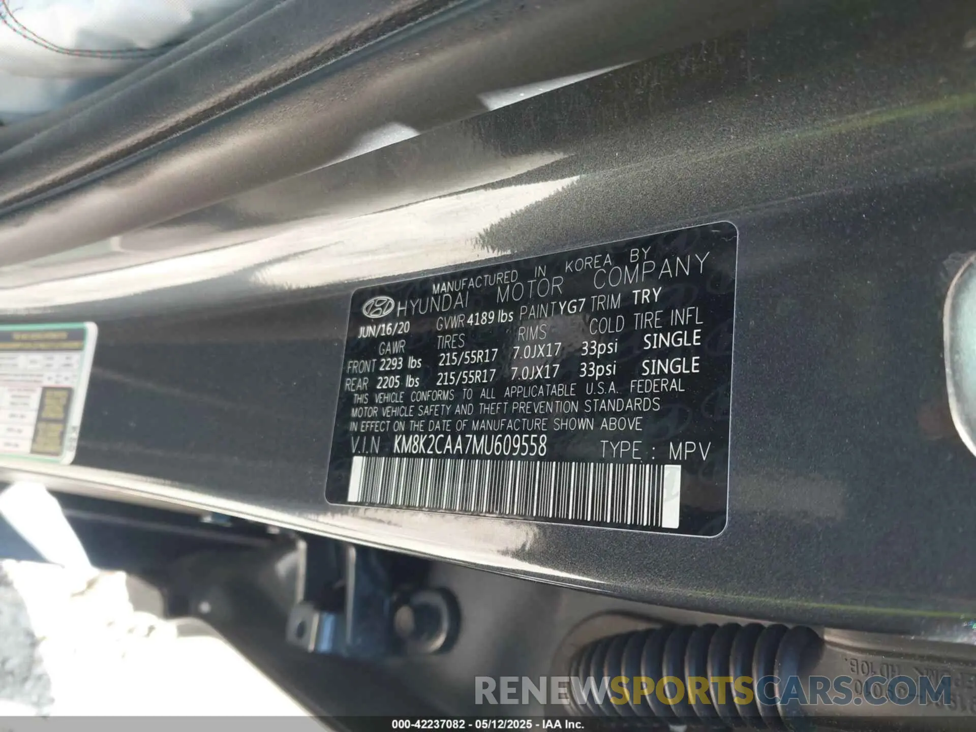 9 Photograph of a damaged car KM8K2CAA7MU609558 HYUNDAI KONA 2021