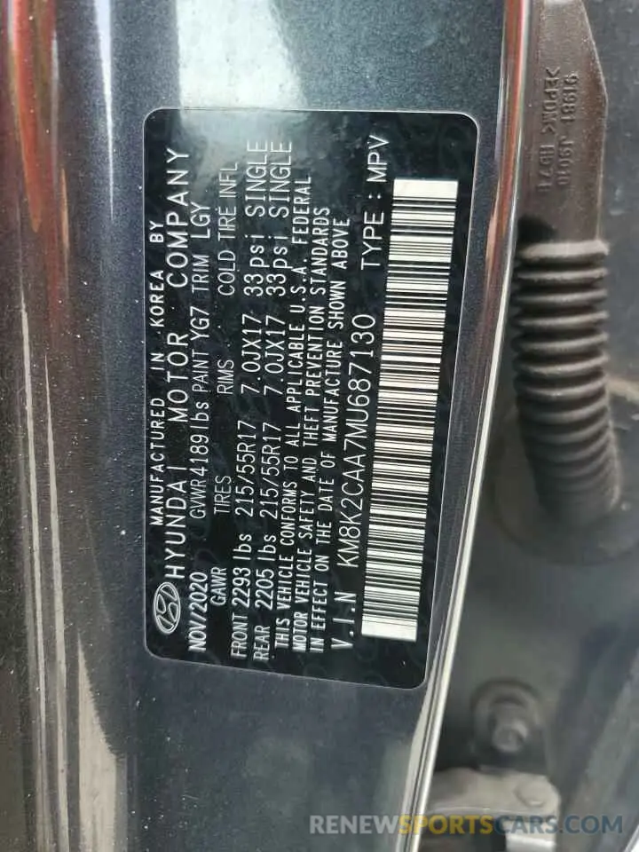 14 Photograph of a damaged car KM8K2CAA7MU687130 HYUNDAI KONA 2021