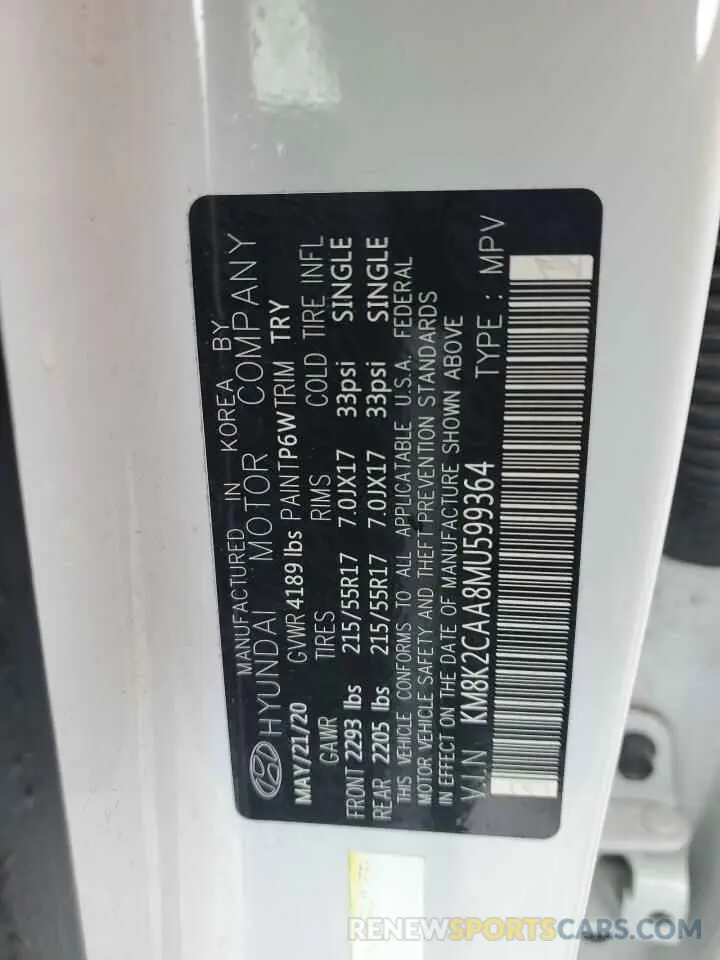 14 Photograph of a damaged car KM8K2CAA8MU599364 HYUNDAI KONA 2021