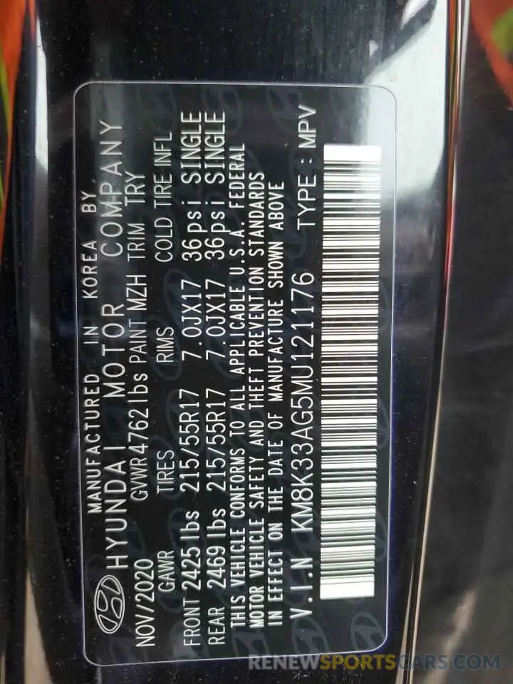 16 Photograph of a damaged car KM8K33AG5MU121176 HYUNDAI KONA 2021