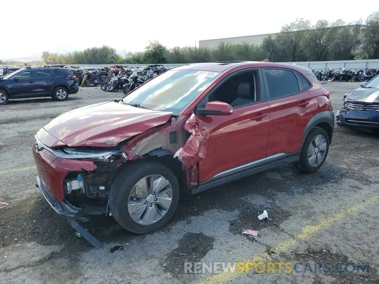 1 Photograph of a damaged car KM8K33AG9MU114019 HYUNDAI KONA 2021