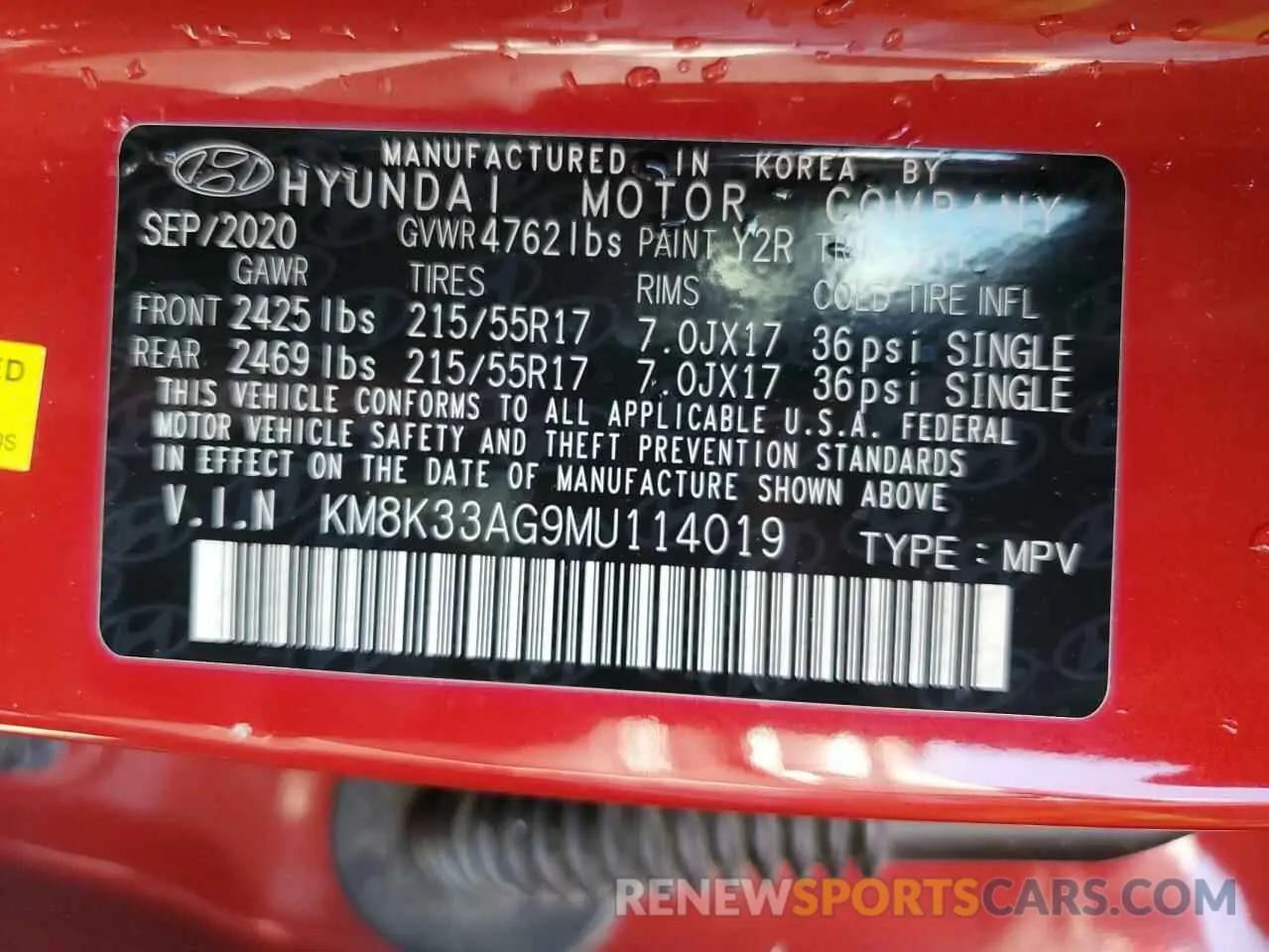 13 Photograph of a damaged car KM8K33AG9MU114019 HYUNDAI KONA 2021